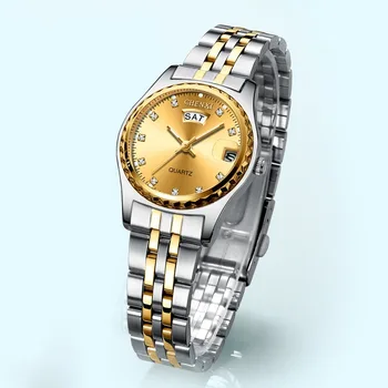 CHENXI Mulheres de Luxo, Relógios de Quartzo Senhoras de Ouro de Aço Inoxidável, Pulseira de relógio feita de Alta Qualidade Casual Relógio à prova d'água Presente para a Esposa