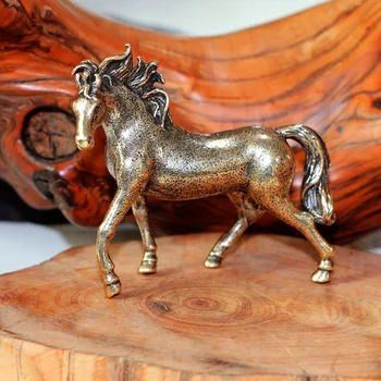 Cobre puro, 12 Zodíaco Sólido Cavalo ornamentos de Bronze Cavalo estátua em miniatura da estátua enfeites de mesa
