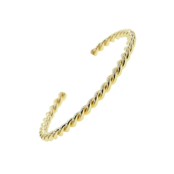 Cor de ouro prata cor das mulheres da forma da jóia de abrir ajustado bangle cuff enrole a corda cadeia de banda mulheres pulseira