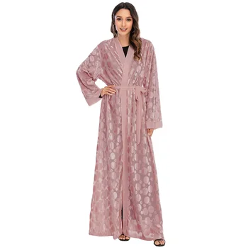 De Alta Qualidade Bonita Muçulmano Mulher Fashion Abrir Quimono De Veludo Padrão Mais Recente Abaya Projetos Islâmica Dubai Abaya Turquia