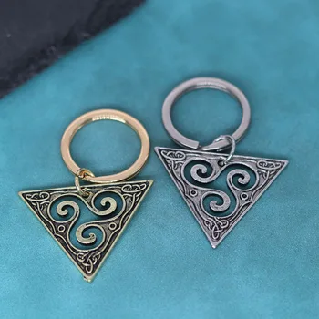 Espiral Triskele Triângulo Geométrico Pingente De Chaveiro Para Homens, Mulheres Da Moda Triskelion, Chaveiros Viking Jóias Amuleto Presente