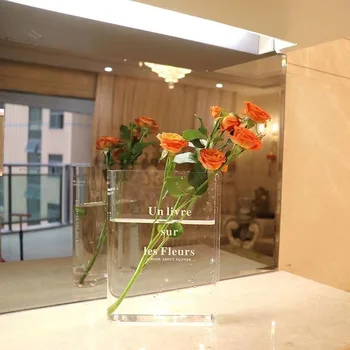 Europeia Luz de Luxo, verniz Acrílico Livro Vaso para o Arranjo de Flores Capa Vintage 2023 Nova Arte Popular Casa, Vasos de Decoração