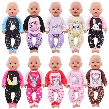 Feito à mão Gola Pijama Para 18Inch Boneca Americana de Acessórios de Menina 43 cm Bebê Nascido Roupas 43 cm Boneca Acessórios de Nossa Geração