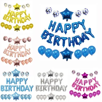 Feliz Aniversário, Decoração De Balões Rosa De Ouro Letra Folha De Balões De Festa De Aniversário Decorações Globos Balony Aniversário