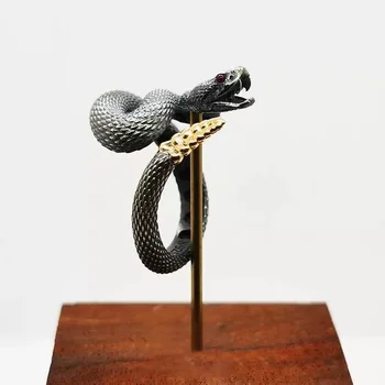 Gótico Abrir o Anel da Cauda de Serpente Unisex Anel Design Moderno Sentido 3D Snake Liga de Abrir Anel Ajustável Presente de Aniversário para Homens e Mulheres
