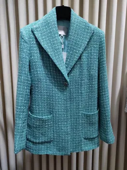Haute Couture casaco elegante avançada verde