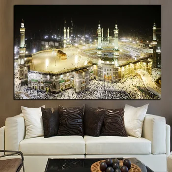 HD de Impressão Meca Islâmica Sagrado Pintura a Óleo da Paisagem Arquitetura Religiosa Muçulmana, Mesquita de Parede a Imagem para a Sala de Cuadros