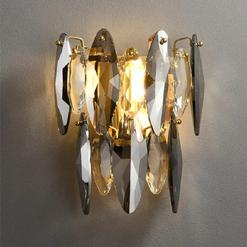 I Luxuosos de Cristal da Lâmpada de Parede Indoor LED de Cobre Sutia Banheiro Frente do Espelho, Lâmpada de Decoração de Parede de Luz Para a Sala de estar, Quarto Novo