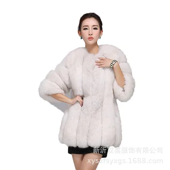 Imitação de pele de raposa casaco de Mulher nova coreano moda de comprimento médio coreano casaco de pele