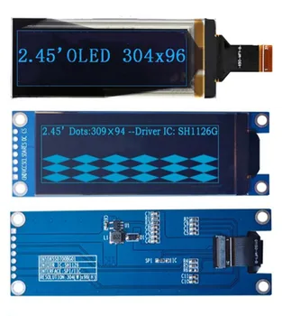 IPS 2.45 polegadas 7PIN/31PIN Azul Tela OLED Módulo SH1126G Unidade IC 304*96 SPI/I2C/Interface Paralela Apoio De 16 Níveis de Cinza