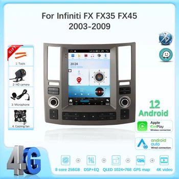 JEHUNG Para o Infiniti FX FX35 FX45 2003-2009 Carro player multimídia GPS CarPlay Rádio 4G WiFi Navegação 8 núcleo de 256GB Android 12