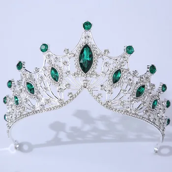 Lindo Prata Cor Verde Roxo Cristal De Noiva Tiaras Coroa De Strass Concurso De Baile Diadema Tiaras De Noiva E Acessórios Para O Cabelo
