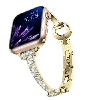 Luxo de diamante com Pulseira de Aço Inoxidável banda para a apple, assistir série 2 de 3 42mm de 38mm, alça para iwatch 7 6 SE 5 4 40mm 44mm 41 45mm