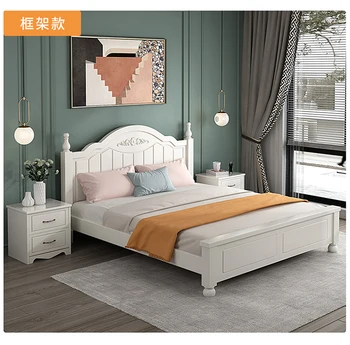 Madeira maciça cama Moderno, simples, duplos 1,8 m Europeia princesa cama de 1,2 m quarto principal único 1.5 coreano jardim cama