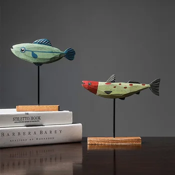 Mediterrâneo Cartoon Criativo de Madeira de Pequenos Peixes, Ornamentos Artesanais de Decoração de Sala de estar, Quarto infantil Decoração Presentes