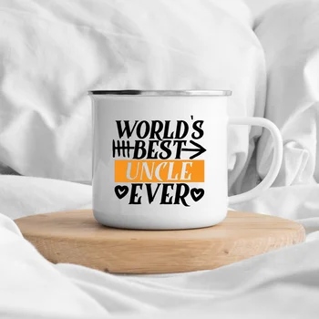 Melhores do mundo, Tio Sempre O Melhor Pai Original Presente do Dia da Caneca de Esmalte Branco Tratada Xícara de Café, Chá Caneca de Esmalte Beber Água