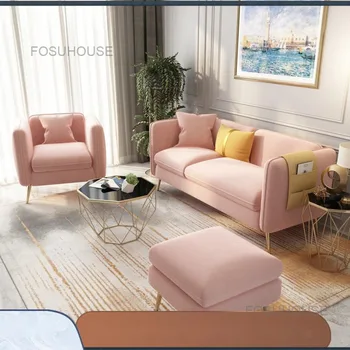 Moderno, Simples Sofás Da Sala De Estar De Flanela Nordic Light Luxo De Lazer Preguiçoso Sofás Da Sala De Estar Do Apartamento Divano Móveis