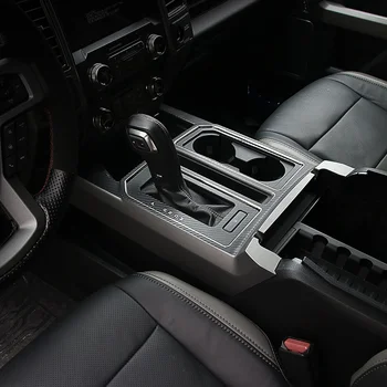 MOPAI de Fibra de Carbono, Etiqueta Interior do Carro Engrenagem Tampa do Painel de porta-Copo no Painel Adesivo Preto Para a Ford F150 até 2015