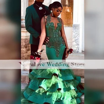 Mulheres Africanas De Casamento Vestidos De Baile 2023 Verde Escuro Beading Sereia Vestidos De Baile Nigeriano Festa De Ocasião Especial Desgaste