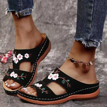 Mulheres Sandálias Cunhas De Moda De Verão, Chinelos De Quarto Para Mulheres Casuais Plataforma Sandálias Plus Size OpenToe Sapatos Femininos Sapatos De Praia