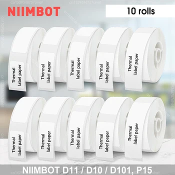 Niimbot D11 D110 D101 Rótulo de Papel Branco Rolo de Papel de Etiqueta Adesivo Autocolante 12*40mm 15*30mm Impermeável Papel Térmico de 5 a 10 Rolos