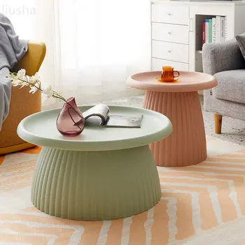 Nordic cogumelo pequena mesa de café, pequena varanda, sala de estar, mesa de café, moderna e simples, de plástico mini lado da mesa do lado da mesa