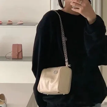 O coreano Ins Moda Verão Mini Bolsa de Ombro para as Mulheres do Couro do Plutônio da Cadeia de Moda de Bolsa da Moda Pequeno Saco de Viagem