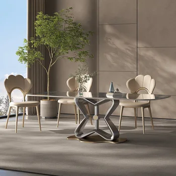 O estilo italiano de rock conselho mesa de jantar, casa moderna de luxo pedra simples mesa de jantar, high-end retangular mesa de jantar