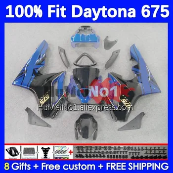 OEM Corpo Kit Para Daytona, Daytona 675-675 2009 2010 2011 2012 194No.52 azul preto Daytona675 09 10 11 12 molde de Injeção Carenagem