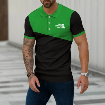 Os homens verão nova opção de lazer desporto de alta qualidade manga curta respirável superior tendência camisa POLO T-shirt masculina