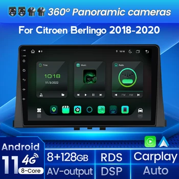 para Carplay Android Auto Rádio do Carro para Citroen Berlingo 2018 2019 2020 GPS de Navegação DSP 4G Multimédia Player de Vídeo Tela IPS