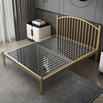 Personalizado espessamento de aço inoxidável cama de 1,2 m único 1.5m1.8m duplo Europeu branco preto líquido vermelho não quadro de cama de ferro