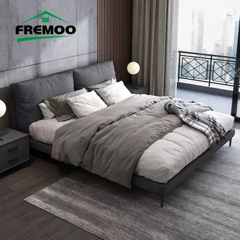Personalizável com mobiliário de alta qualidade e minimalista Cama de casal de 1,5/1,8 m de couro Nórdicos cama moderna, cortiça colchão do quarto