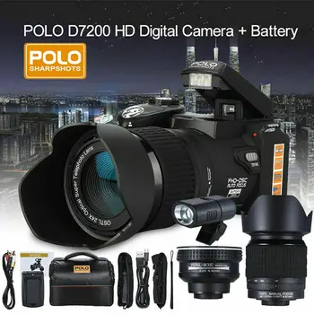Polo D7200 33MP Câmera Digital DSLR 0,5 X Lente Grande Angular + 24X Lente de Telefoto + DIODO emissor de Luz da câmera Câmera Digital profissional