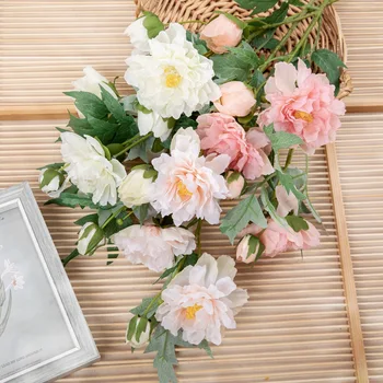 Pseudo flores Jiluo peônias Simulado flores e plantas verdes por Atacado de Decoração de Casamento Artesanato INS estilo