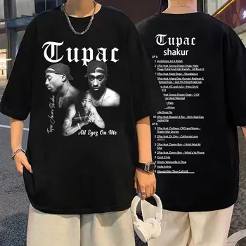 Rapper Tupac 2Pac Homens Vintage Manga Curta Hip-hop Homens do Algodão Solto Street Wear Homens Grandes Casual T-shirt Unisexo Topo