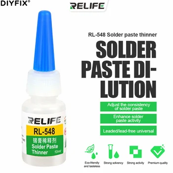 RELIFE RL-548 10 ML de pasta de Solda Fino Ajuste de Solda Consistência para Aumentar a Atividade de Chumbo/Chumbo Universal