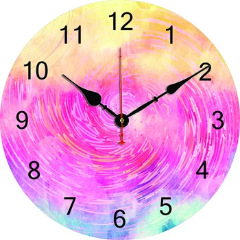 Rodada Relógio de Parede em Silêncio Não Assinalando Rosa Cintilante Brilho de Impressão Relógios de Decoração para Cozinha, Quarto e Escritório