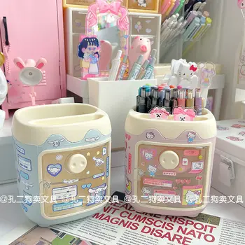 Sanrios Porco Caneta Titular Diy Hello Kitty Kuromi Melodia Adesivos Kawaii Área De Trabalho De Armazenamento De Lápis, Escova De Armazenamento De Caixa De Multi-Função