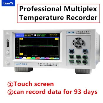SH-XP cor da tela de toque multi-canal digital industrial de temperatura através de termopar logger testador 8-64 forma logger de temperatura
