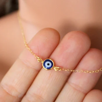 Simples e clássico turco Olho Mau Colar para Mulheres de Boa Sorte Amuleto Moda Jóias da Cor do Ouro Fino Corrente Gargantilha Amigo Presentes