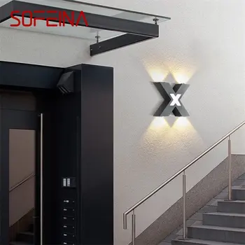 SOFEINA Exterior Parede de Luz LED Contemporâneos Arandelas de Lâmpada à prova de água IP65 X Sombra Decorativos Para a Casa de Varanda Villa