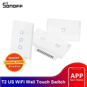 Sonoff T2-NOS Smart wi-Fi da Parede Interruptor de Luz 1 2 3 Gangue Toque/wi-Fi/433 RF/APP Remoto Smart Home Parede, Interruptor do Toque Funciona com Alexa