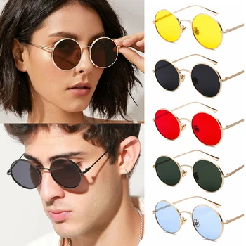 Steampunk Rodada Óculos de sol Vintage Círculo de Óculos de sol Óculos de Tons de Armação de Metal de Moda Homens e Mulheres de Óculos com Proteção UV