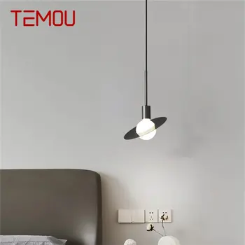 TEMOU Contemporânea de Cobre luminária LED Clássico Preto Pendurado Luz Chique Criativas de Decoração para a Casa Viva Quarto