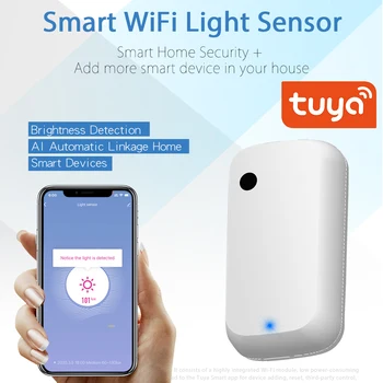 Tuya Sensor de Luz do Brilho Detector de vida Inteligente App Smart Home Security Linkage Sensor de Iluminação com Controlo Remoto sem Fios