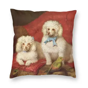 Um Par De Poodles Pinturas Capa de Almofada Decorativa da Casa de Impressão 3D Animal Bonito Amante Jogar Travesseiro Caso Para o Sofá de Lado Dois
