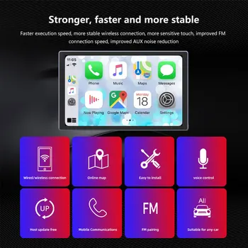 Universal 7inch auto-Rádio Multimédia Player de Vídeo sem Fio Carplay sem Fio GPS de Navegação da Apple Android Automática da Tela de Toque