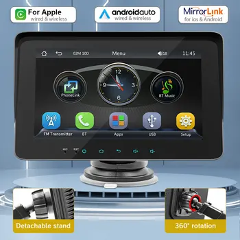 Universal 7inch auto-Rádio Multimédia Player de Vídeo sem Fio Carplay sem Fio GPS de Navegação Android Automática da Tela de Toque
