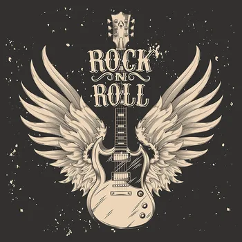 Vintage Rock and Roll a Música Tema de Asas de Anjo Guitarra festa de aniversário, foto de estúdio de fundo de fotografia pano de fundo do banner